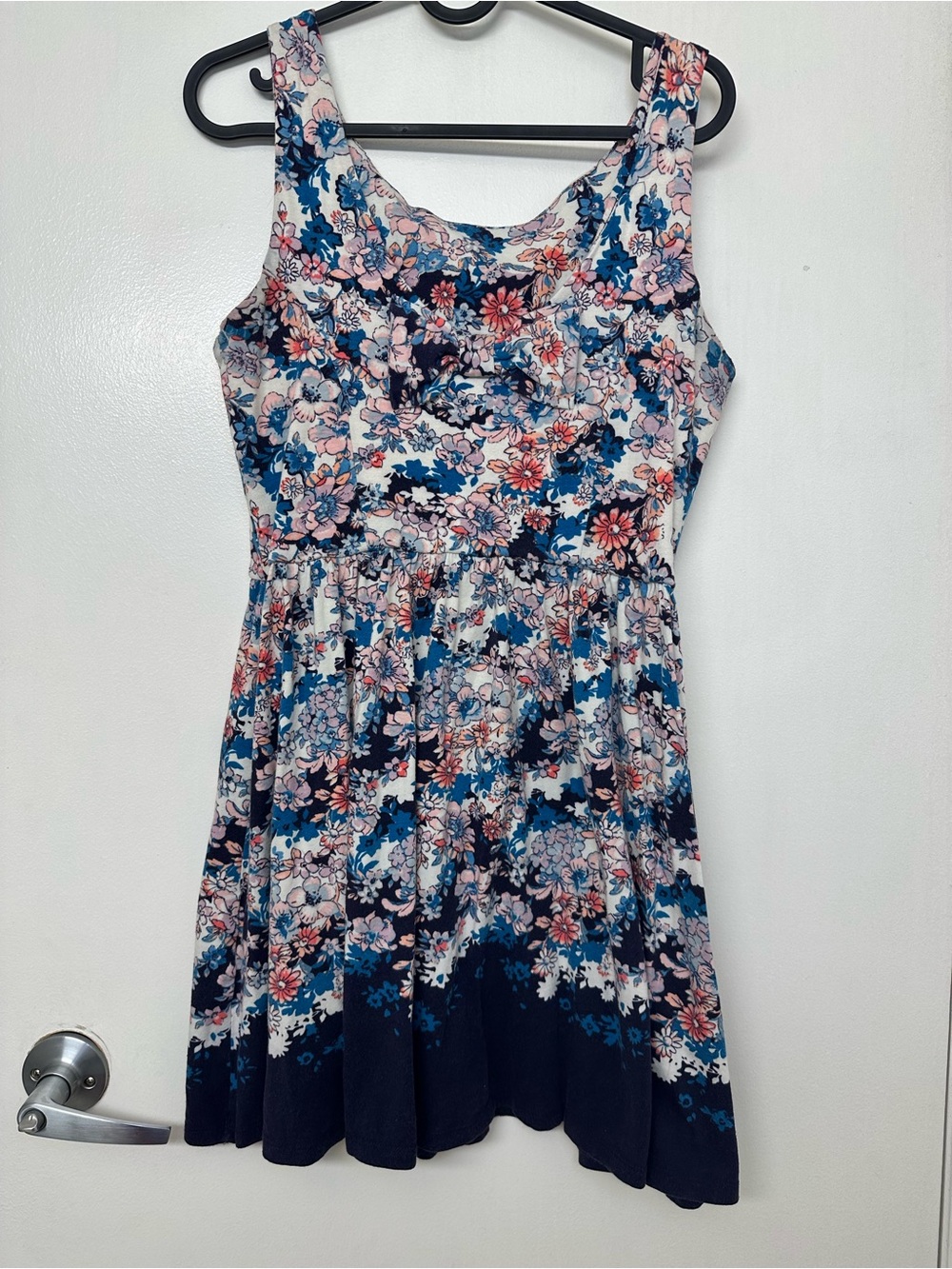 LC Lauren Conrad Navy and Pink Floral Sleeveless Mini Dress